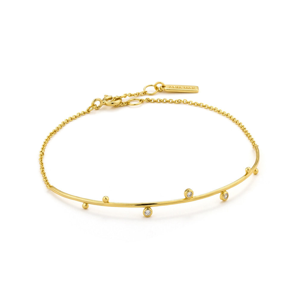 Gold Shimmer Solid Bar Stud Bracelet