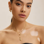 Gold Twisted Wave Drop Pendant Necklace