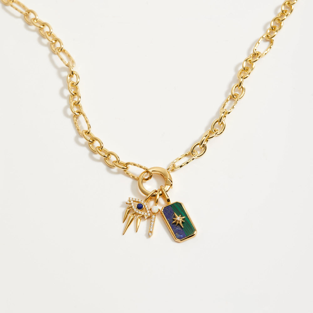 
            
                Load image into Gallery viewer, Gold Mixed Link Charm Chain Connector Necklace
            
        