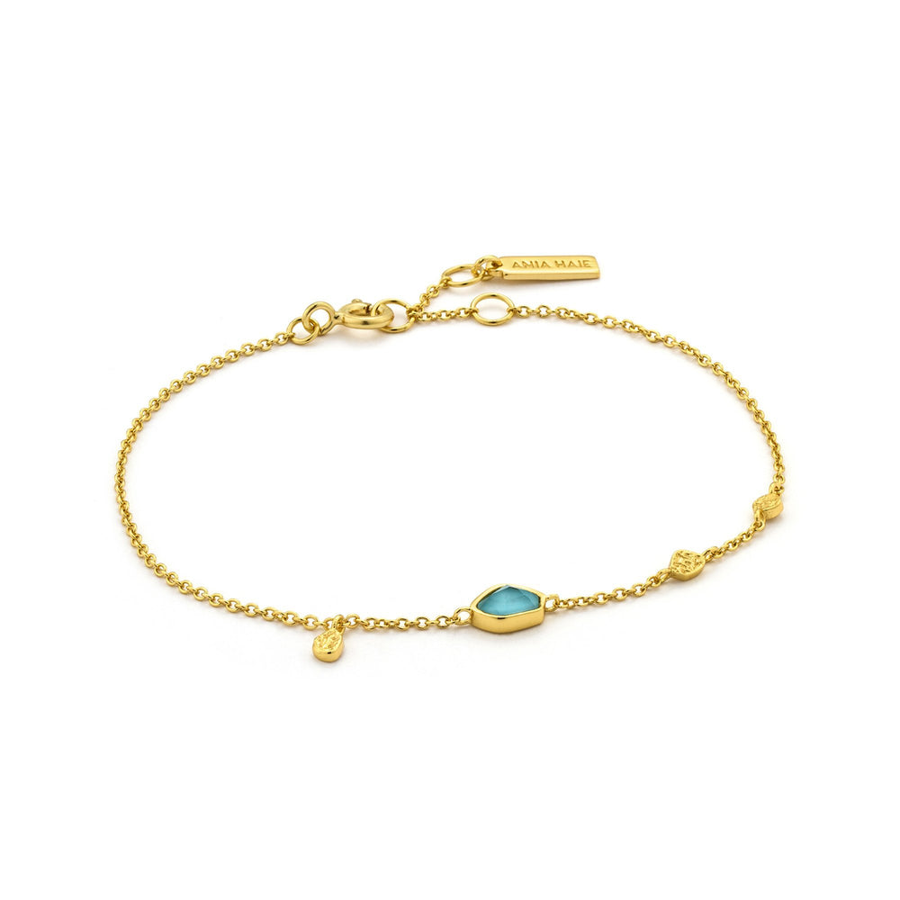 Bracelet en or avec disques de turquoise