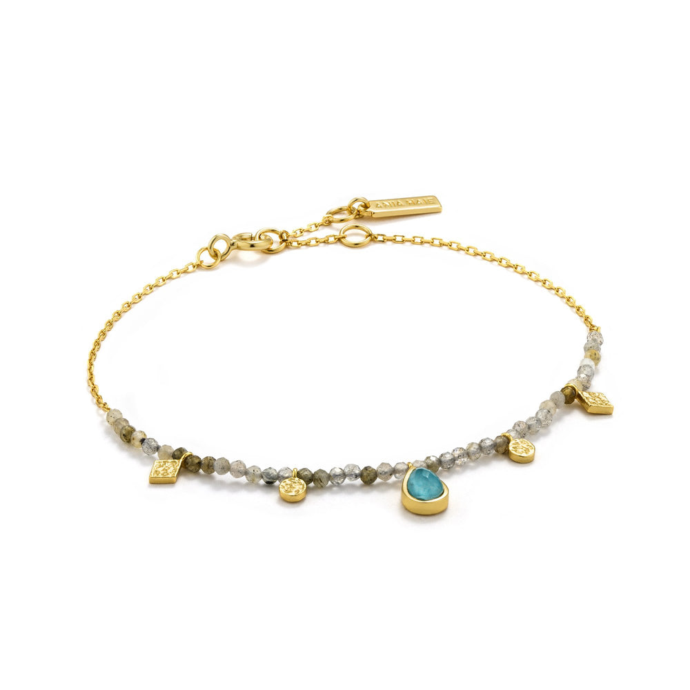 Bracelet d'or en turquoise et labradorite