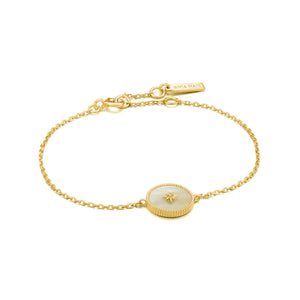 Gold Mother Of Pearl Emblem Bracelet