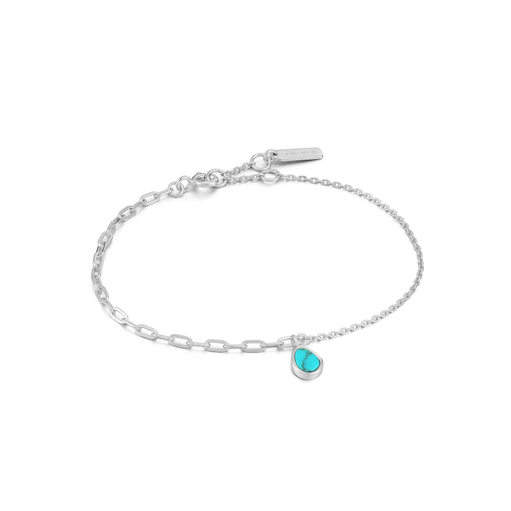 Silver Tidal Turquoise Mixed Link Bracelet