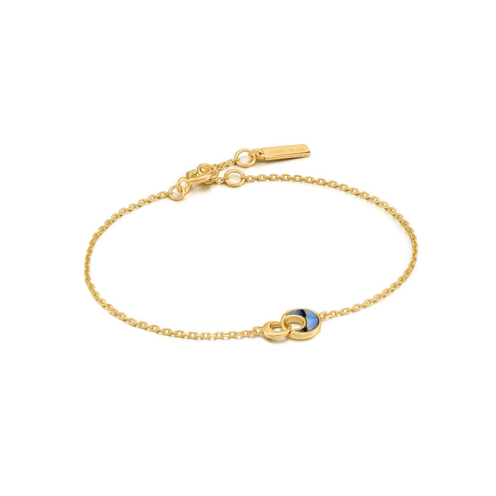 Bracelet à maillons en forme de croissant en or et ormeau.
