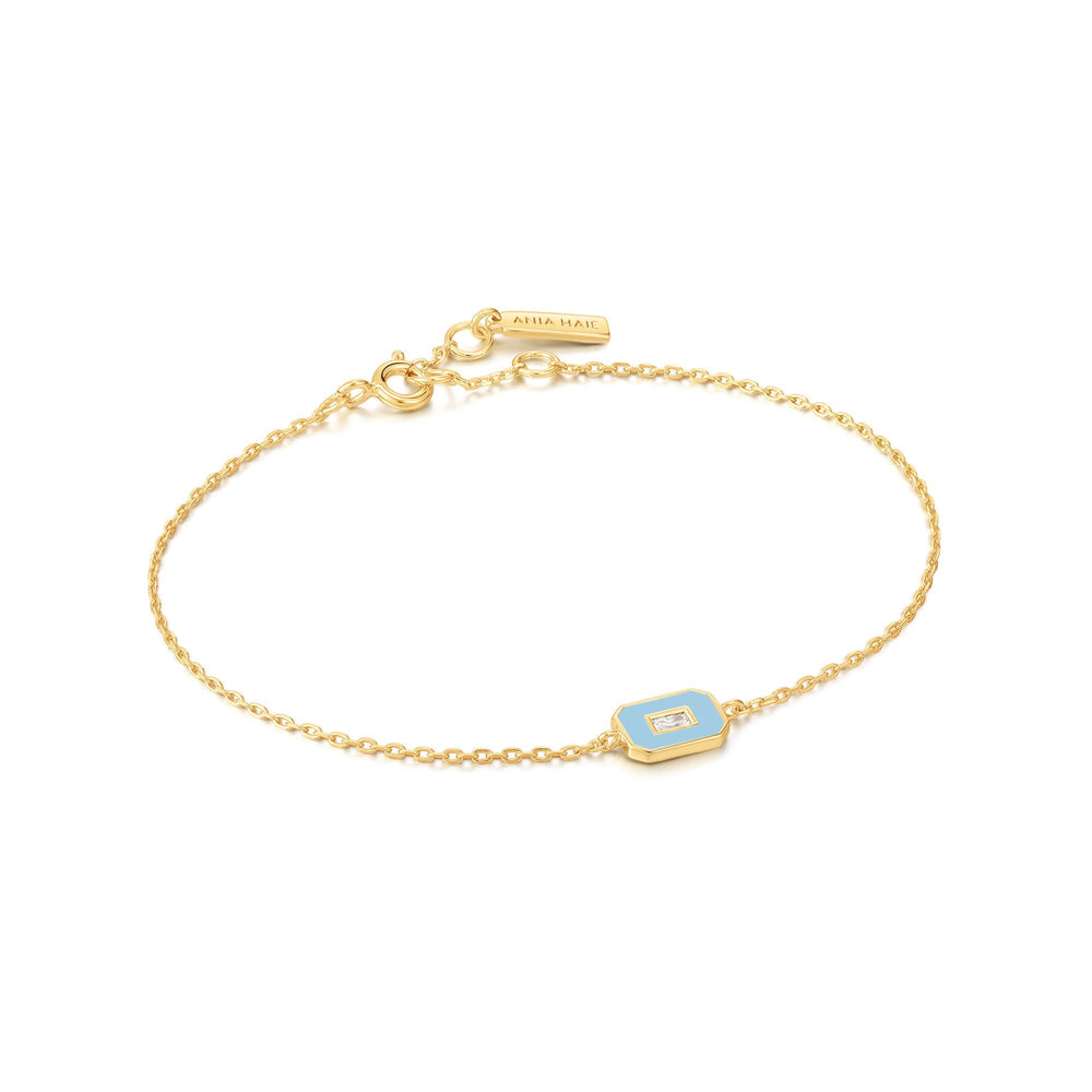 
            
                Charger l&amp;#39;image dans la galerie, Bracelet en or avec emblème en émail bleu poudre
            
        