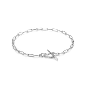 
            
                Load image into Gallery viewer, Silver Knot T Bar Chain Bracelet
            
        