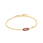 Bracelet à maillons en or émaillé rouge bordeaux