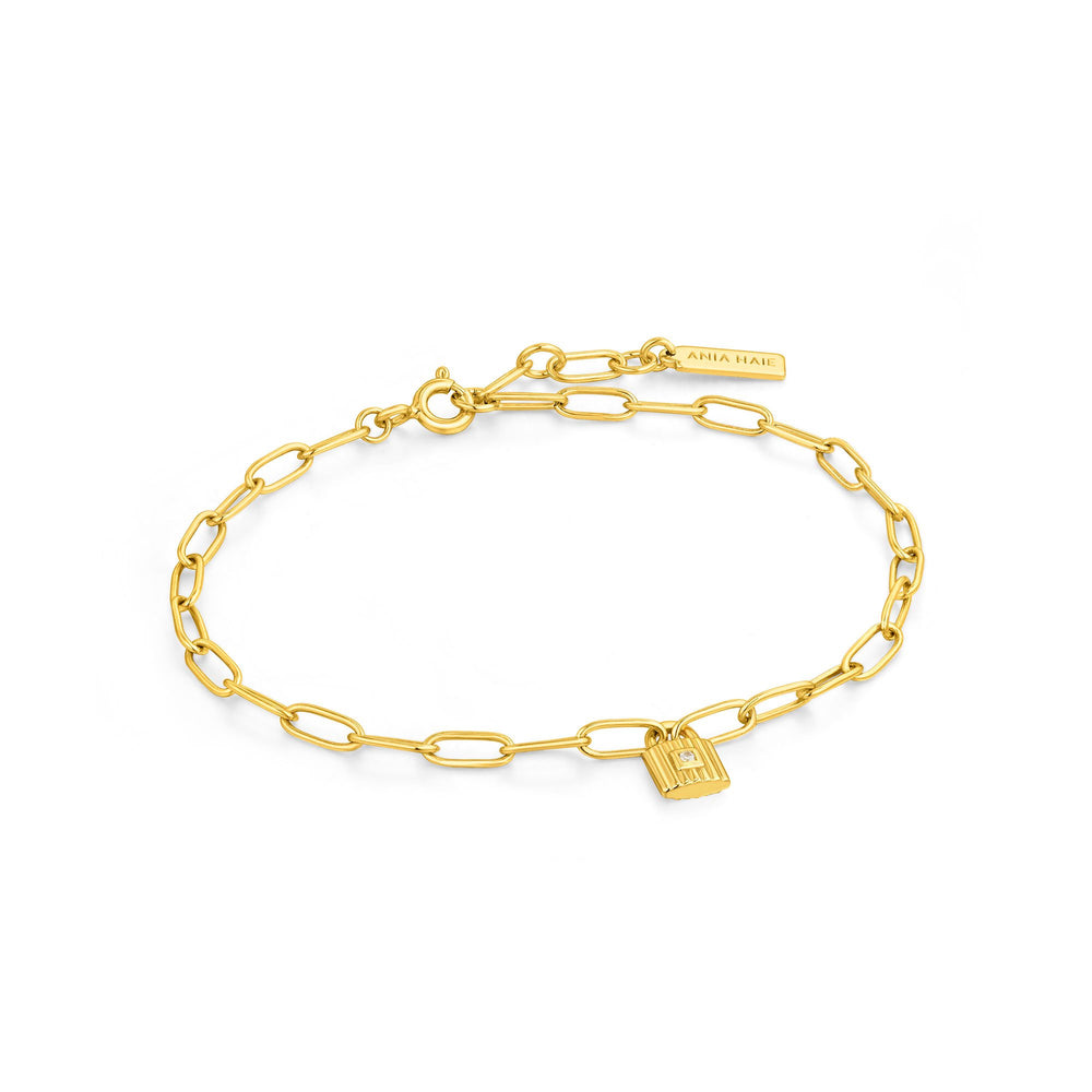 
            
                Charger l&amp;#39;image dans la galerie, Bracelet cadenas en chaîne dorée
            
        