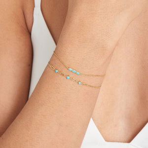 
            
                Load image into Gallery viewer, Gold Turquoise Bar Bracelet
            
        