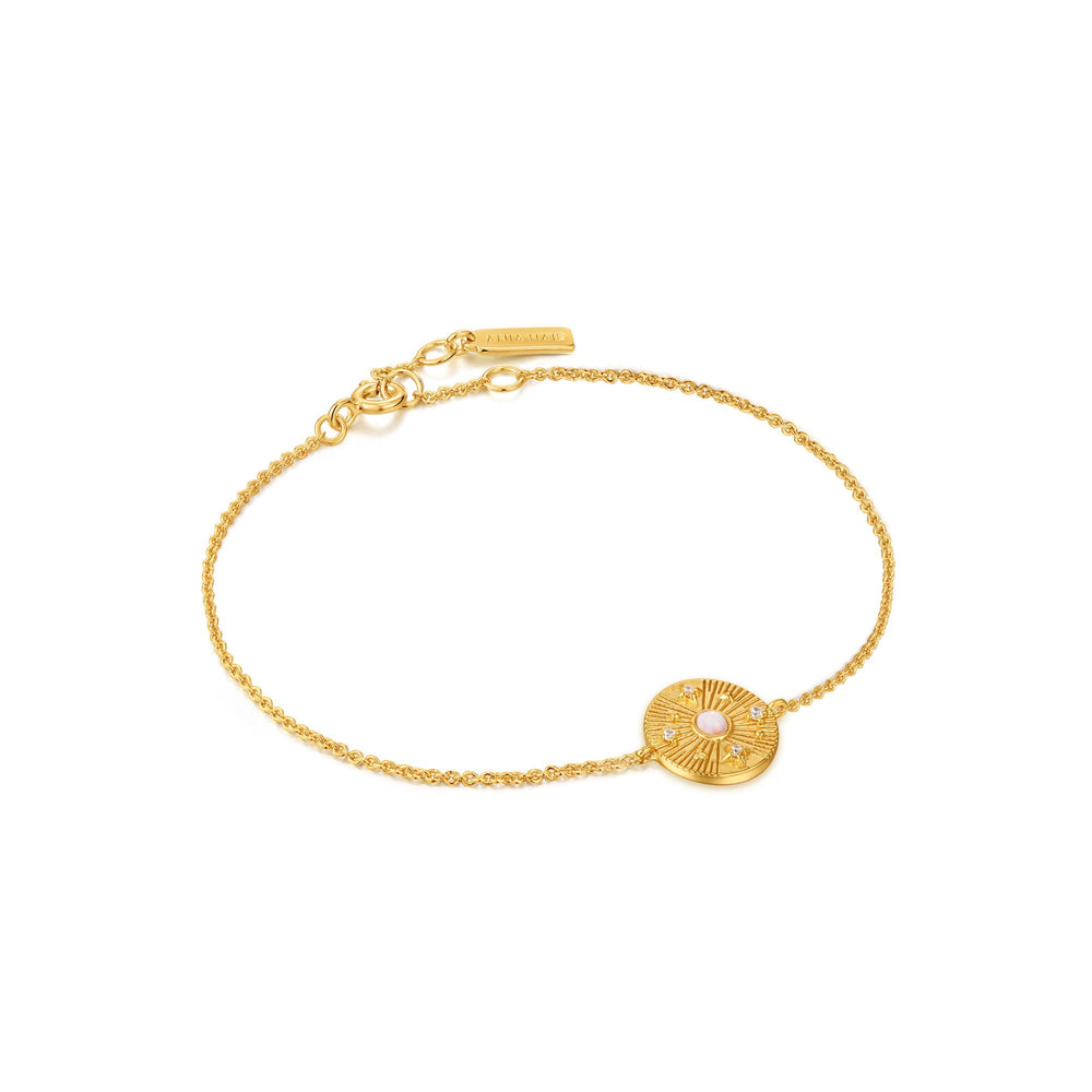 Bracelet disque d'opales Kyoto en or avec étoiles dispersées