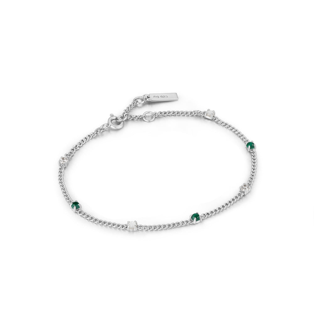 Silver Malachite Chain Bracelet