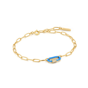 
            
                Charger l&amp;#39;image dans la galerie, Bracelet en or avec mousqueton en émail bleu néon
            
        