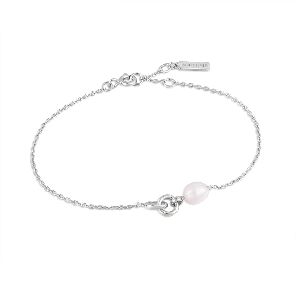 
            
                Load image into Gallery viewer, Silver Pearl Link Chain Bracelet
            
        