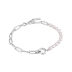 Silver Pearl Chunky Link Chain Bracelet