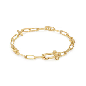 
            
                Load image into Gallery viewer, Gold Stud Link Charm Bracelet
            
        
