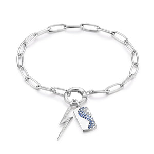 
            
                Load image into Gallery viewer, Silver Link Charm Chain Connector Bracelet
            
        