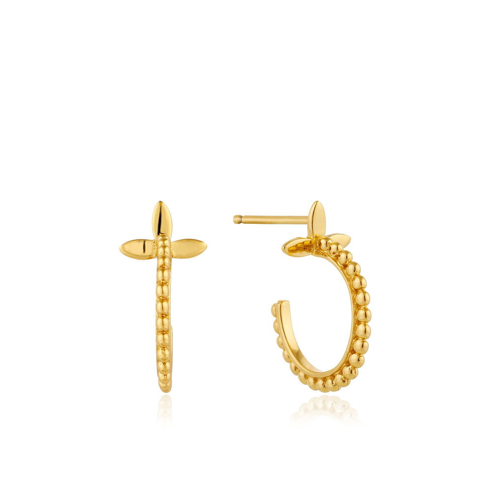 Boucles d'oreilles cerclées de perles modernes en or