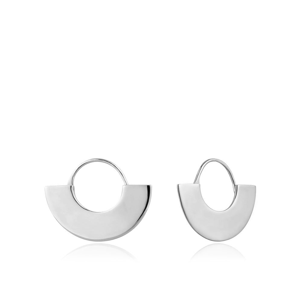 Silver Geometry Fan Hoop Earrings