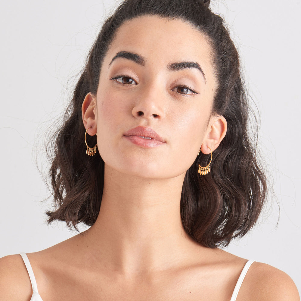 Gold Multi-Drop Hoop Earrings