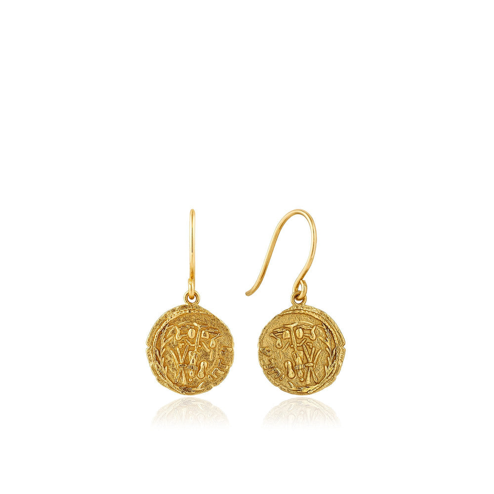 Gold Emblem Hook Earrings