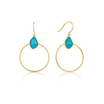 Turquoise Front Hoop Gold Earrings