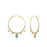 Turquoise Labradorite Gold Hoop Earrings