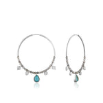 Turquoise Labradorite Silver Hoop Earrings