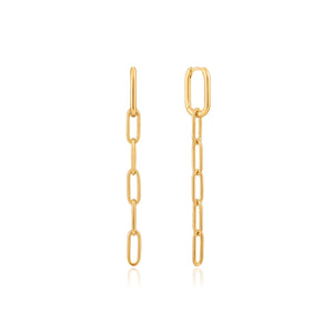 Gold Cable Link Drop Earrings
