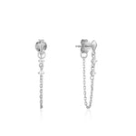 Silver Spike Chain Stud Earrings