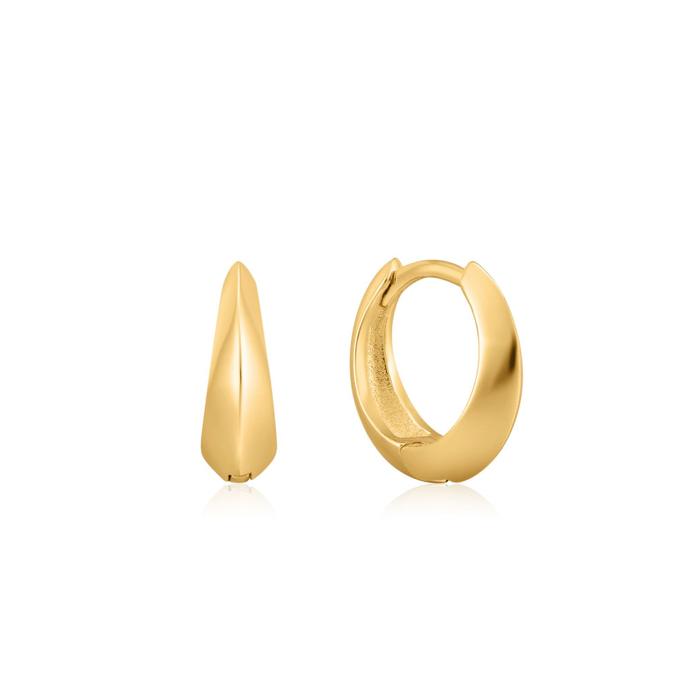 Gold Single Spike Huggie Hoop Earrings