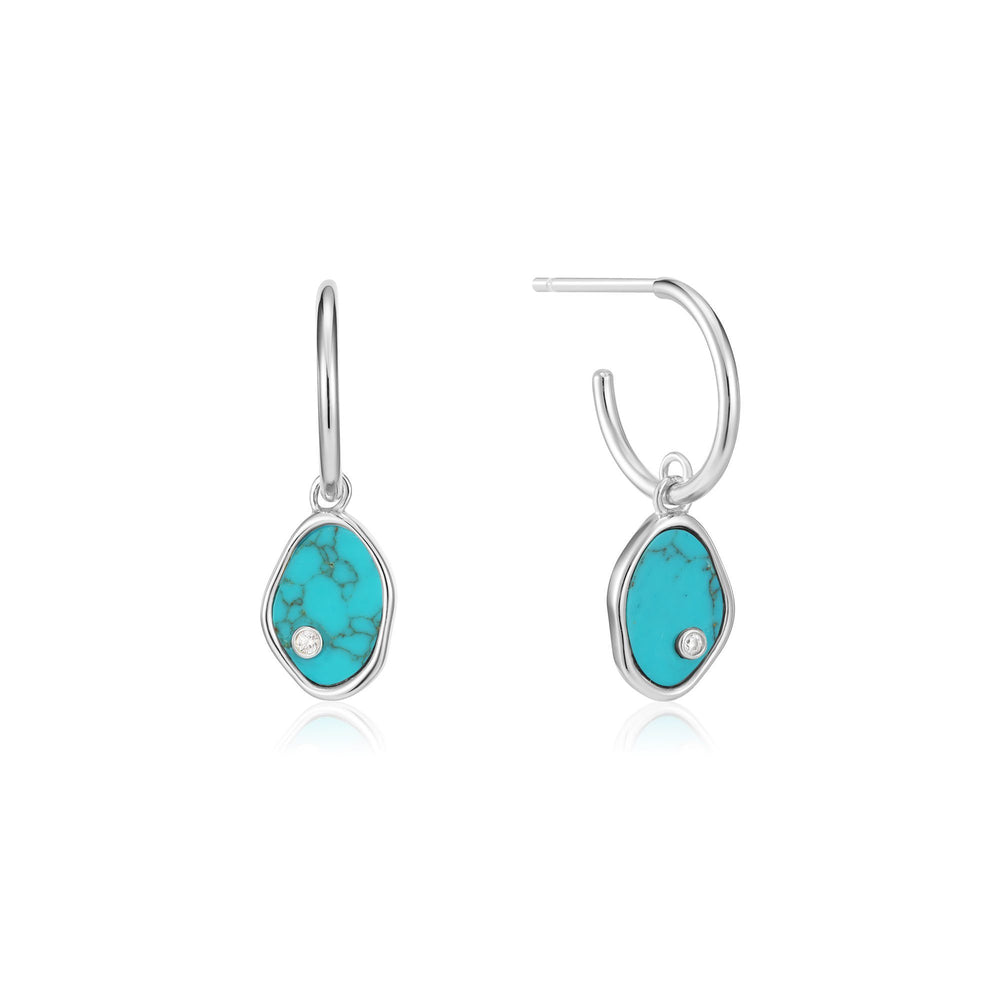 Boucles d'oreilles miniatures en turquoise Tidal Silver