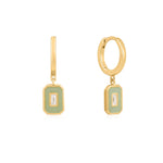 Sage Enamel Emblem Gold Hoop Earrings