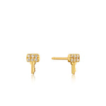 Gold Key Sparkle Stud Earrings