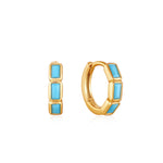 Turquoise Gold Huggie Hoop Earrings