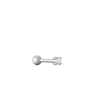 
            
                Load image into Gallery viewer, Silver Kyoto Opal Cabochon Barbell Single Earring
            
        