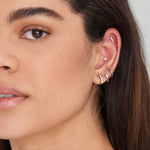 Silver Kyoto Opal Cabochon Huggie Hoop Earrings