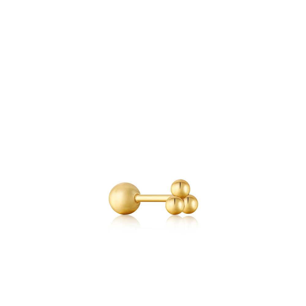 Boucles d'oreilles simples en or avec haltères à trois boules