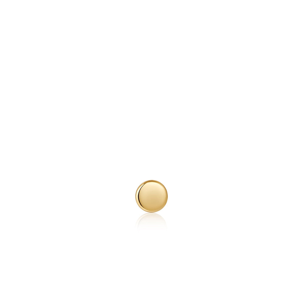 Boucle d'oreille simple avec disque d'or et haltères
