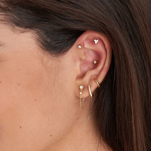 
            
                Load image into Gallery viewer, Gold Trio Sparkle Barbell Single Earring
            
        