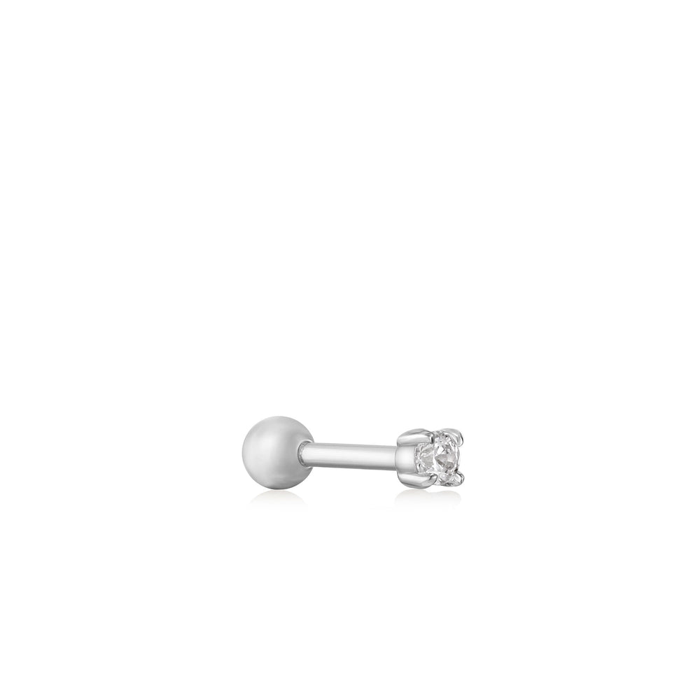 
            
                Load image into Gallery viewer, Silver Sparkle Barbell Single Earring
            
        