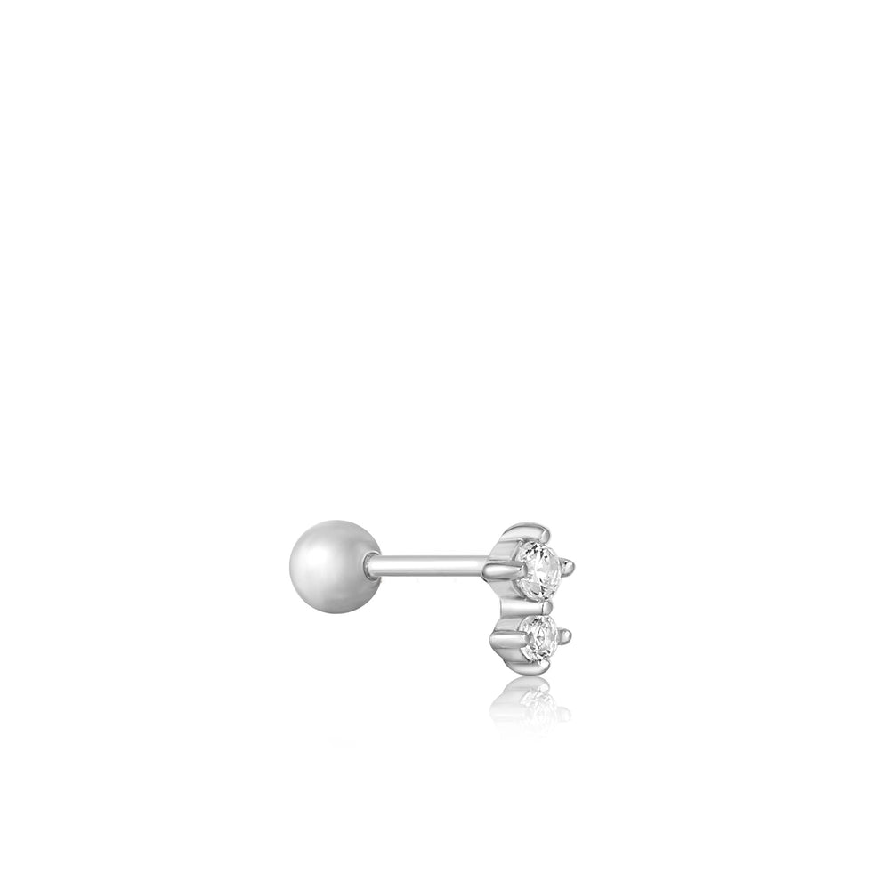 
            
                Load image into Gallery viewer, Silver Double Sparkle Barbell Single Earring
            
        