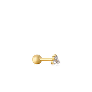 
            
                Load image into Gallery viewer, Gold Trio Sparkle Barbell Single Earring
            
        