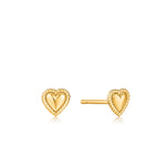 Gold Rope Heart Stud Earrings