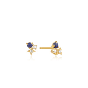 
            
                Load image into Gallery viewer, Gold Lapis Star Stud Earrings
            
        