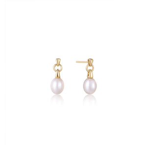 
            
                Load image into Gallery viewer, Gold Pearl Drop Stud Earrings
            
        