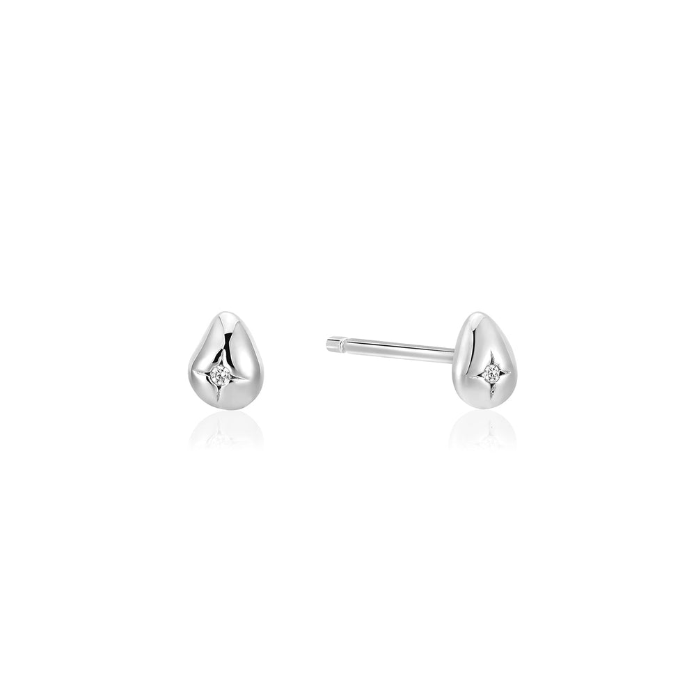 
            
                Load image into Gallery viewer, Silver Pebble Sparkle Stud Earrings
            
        