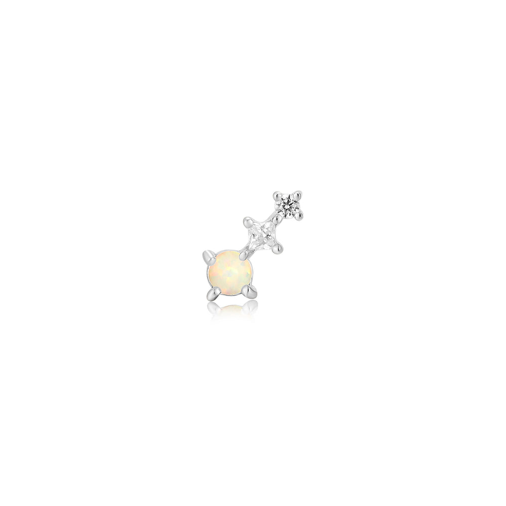 Silver Kyoto Opal Climber Barbell Single Earring