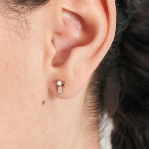 
            
                Load image into Gallery viewer, Silver Kyoto Opal Sparkle Barbell Single Earring
            
        