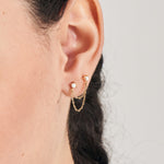 Gold Kyoto Opal Drop Chain Barbell Single Earring