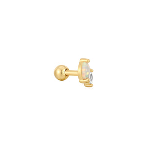 
            
                Load image into Gallery viewer, Gold Kyoto Opal and Sparkle Marquise Barbell Single Earring
            
        